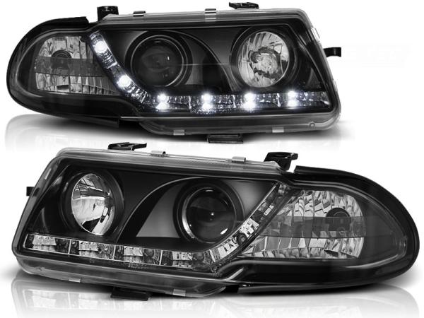Scheinwerfer LED Tagfahrlicht Optik für Opel Astra F Bj. 91-94 Schwarz